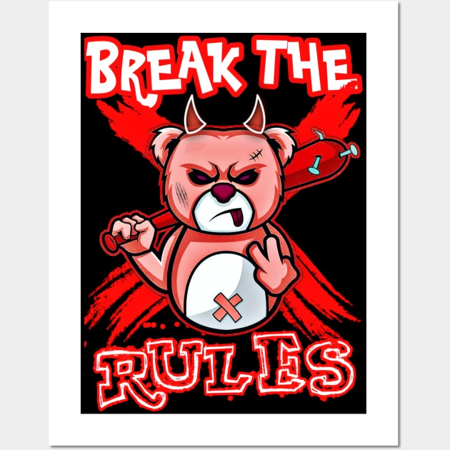 Angry red panda inspired break the rules Wall Art by Fadedstar